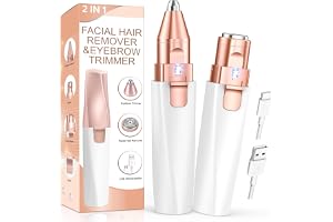 IFANZETECH Eyebrow & Facial Hair Trimmer for Women: 2 in1 Rechargeable Facial Hair Removal and Eyebrow Shaver, Painless Shaving with Built-in LED Light - Perfect for Face, Lips, and Body, Multicolor