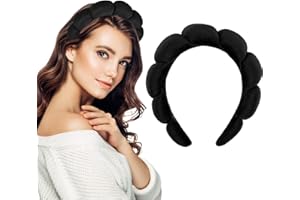 YOLEV Spa Makeup Headband for Women Sponge Skincare Headband Soft Terry Cloth Fabric Hairband Hair Accessories for Washing Face, Makeup Removal, Shower, Skincare (Black)