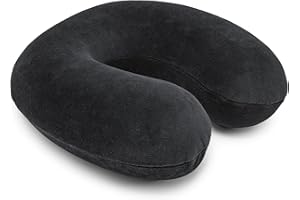 Amazon Basics Cuscino per il collo, in memory foam, 1 unità, Semicircolare, Nero