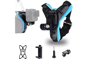 XSQD Soporte de Barbilla Casco de Motocicleta, Conjunto de Soporte Cámara Fija, Conjunto 5 Pcs, Cinturón Barbilla Casco, Hebilla Cinturón Antideslizante, Accesorios Cámara Deportiva Motocicleta(Azul)
