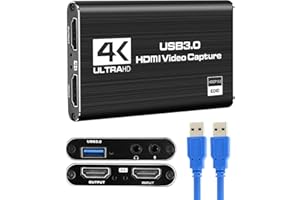 TEASHOW 4K HDMI Video Capture Card, USB 3.0 Video Capture Device Full, HD 1080P 60FPS Game Capture Card for Streaming Recording PS5 Nintendo Switch Xbox Camera PC OBS