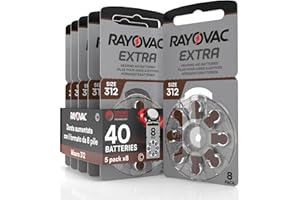 UDIVITA 40 Rayovac Extra 312 Hearing Aid Batteries. - 5 Blisters of 8 Batteries