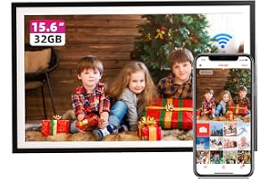FRAMEO Digitaler Bilderrahmen 15,6 Zoll FHD Touchscreen Elektronischer Bilderrahmen Groß m