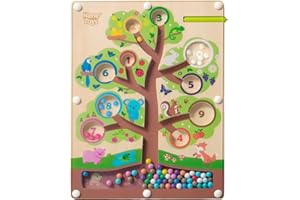 Nene Toys Laberinto Magnético de Colores y Números – Juego Montessori de Madera – Juguete Educativo de Motricidad Fina 2 3 4 5 Años – Tablero Magnético de Viaje – Regalo para Niños y Niñas
