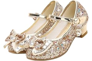 ZOUPREME Scarpe da Principessa Elsa per Bambine, Splendenti Scarpe Mary Jane con Tacco Basso, Sandali Eleganti con Velcro