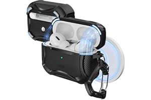 ESR Cyber Armor Tough Case z HaloLock kompatybilne z AirPods Pro (2. generacja/1. generacji), MagSafe Ready, potężna ochrona przed upadkiem, magnetyczna pokrywa, etui do AirPods Pro (2022/2019), czarne