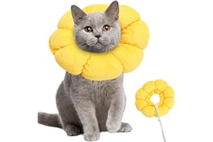 LoQuick Halskrause Katze, Einstellbarer Halsband,Weich Sonnenblume Katze Wiederherstellung Halsband Kragen Cone, Haustiere Schutzkragen für Katzen Kleiner Hunde Nach Operation und Verletzungen