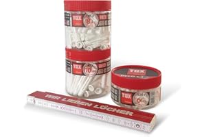 TOX Allzweckdübel mit Kragen Deco Ø 6 mm Ø 8 mm Ø 10 mm + TOX Meterstab, Dübel für fast alle Baustoffe, Bundle 4 tlg., 1 Stück, 01619112