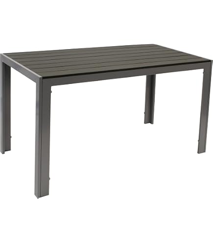 FineHome Großer Aluminium Gartentisch 180x90cm anthrazit/schwarz Esstisch Gartenmöbel Tisch Non Wood Holzimitat wetterfest und pflegeleicht
