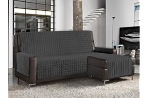 BANZAII TEXTILE INNOVATOR ONLINE Banzaii Copridivano con Penisola Trapuntato Tinta Unita Antimacchia Imbottito 3 Posti Grigio Scuro con Penisola Sinistra