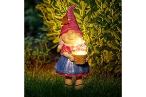 OKESYO Solar Gartenzwerg Gartendeko Figuren, Harz Gartenfiguren Zwerg mit LED Solarlaterne, Wetterfest Gartenzwerg Lustig für Außen Terrasse Hof Rasen Balkon Deko