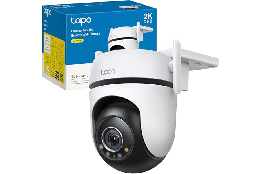 Tapo C520WS QHD 2K Outdoor WiFi Camera, 4MP 360° Visual, Starlight Color Night Vision, Surveillance IP Camera, Free AI Detection, IP66 Waterproof, Audio, Alexa