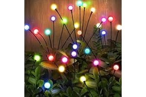 VIPNAJI Lumiere Luciole Solaire Exterieur, 4 Pièces 10 Led Luciole Solaire Exterieur Jardin, Lumières Solaires de Jardin, Colorée Lucioles Lumiere Solaire IP65 Étanche, pour Allée Terrasse