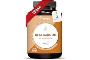 ‎VITAVEA BIEN-ETRE Beta Carotin Kapseln Hochdosiert & Vegan – Vorstufe von Vitamin A - Strahlende & Langanhaltende Bräune - Carotin Kapseln Hochdosiert Bräune – 100% Natürlich - Ohne Zusatzstoffe - 180 Kapseln – Vitavea