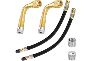 UGBO Extension Valve Pneu,Rallonges de Valve Courbé à 90 °et Pneu Flexible Tuyau Valve en Caoutchouc 215 mm,Adaptateur Valve Pneu Raccord Prolongateur Coudee pour Voiture Moto Vélo Camion