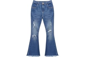 Choomomo Pantaloni Lunghi di Jeans Bambina Pantaloni Strappati in Denim Pantaloni Casual Zampa di Elefante Ragazze Pantalone Tuta Autunnale Tinta Unita Bambine Pants