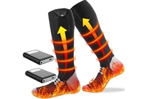 IKUCHELIFE Calze Riscaldate a Batteria, 2 x 7500mAh/5V Max. 16,5 Ore Inverno Ricaricabili Calzini USB Riscaldati Scaldapiedi Elettrico Calze al ginocchio con 4 Temperature per l'intero Plantare