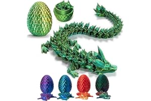 VACCLO 3D Printed Dragon in Egg - Dragon Egg - Fully Articulated Crystal Dragon with Egg - Flexible Joints for Home Office Decor and Executive Desk Toys (Laser Yellow Green)