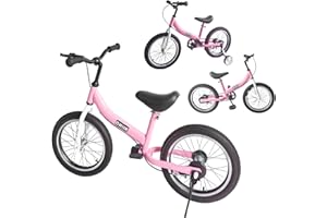 OHIIK Balance Bike with Removable Pedals,Brakes,Removable Stabilizer,Pneumatic Tire,for kids 2-7 years old,12 14 16inch Kids Bike,Gifts for Children