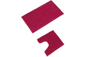 WohnDirect Dywaniki łazienkowe, zestaw 2-częściowy, różowy, dywanik do WC (45 x 45 cm), mata łazienkowa (50 x 80 cm) • antypoślizgowe, nadające się do prania, z wycięciem pod WC