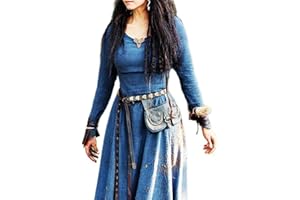 SHANHE Mittelalterliches Kleid für Damen, langärmelig, Maxi-Robe, Vintage-Fee, Elfenkleid, Renaissance, keltische Wikinger-Gothic-Kleidung - Blau, L