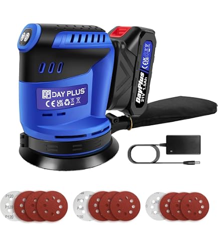 Ponceuse Excentrique Sans Fil 190W 3 Vitesses - Ponceuse Orbitale Avec Batterie Pour Bois Et Polissage