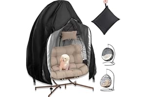 CRRYNUO Patio Hanging Chair Cover, 200 x 230 cm Abdeckung für Hängesessel, Schutzhülle für Eier, Abdeckung mit Reißverschluss und Kordelzug,Oxford Stoff Windproof Anti-UV, wasserdicht, winddicht, langlebig