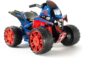 INJUSA - Quad Eléctrico Infantil The Beast Spidey, para Niños de 2 a 4 años, Batería 12V, Pedal Acelerador, Ruedas de Plástico con Bandas de Goma, Velocidad 6 Km/h, Color Azul Y Rojo