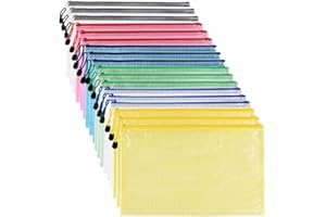GOODTOU A3 Zip Wallets A3 Folders Plastic Wallets Ziplock Bags Zipper Bag Mesh Zip Folder - 18PCS