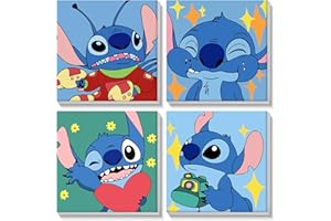 SENQAO Framed Paint by Numbers for Adults Kids Beginners - Cartoon 4 Pack Paint by Numbers for Kids Ages 8-12, Kids Paint by Number Kits on Canvas, DIY Oil Painting Acrylic Art Crafts, 8x8in