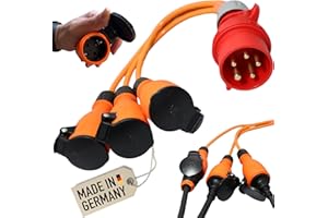 CEE Adapter Auf 3X Schuko Kupplung 400v Stecker 16a Stromverteiler Steckdose Starkstrom Verteiler 230v Steckdosen Verlängerungskabel Baustromverteiler Schutzkontakt Kraftstrom