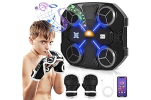 Esnowlee Machine de Boxe Musicale Intelligente pour Enfants avec Fonction de comptage, lumière Ajustable, dispositifs d'entraînement à Cible Murale pour Enfants et Exercices à Domicile Bluetooth