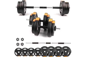 Phoenix Fitness Dumbbells Weight Set - Adjustable 2-in-1 Barbell Set for Exercise, Muscle and Strength Training - Weight: up to 15kg