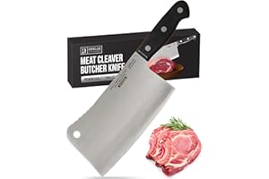 Orblue Mannaia da Cucina Professionale 18 centimetri, Coltello Mannaia da Macellaio, Preciso e Affilato, Ideale per Carne e Verdure, Design Ergonomico