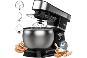 ‎ICEAGLE Iceagle Küchenmaschine - Knetmaschine mit 6L Edelstahl Schüssel, Teigmaschine mit Flexi-Rührer, Knethaken und Schneebesen, 6 Stufen, Rührmaschine zum Rühren, Kneten und Aufschlagen, 1500 W