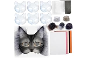 CNDIYALD Therian Mask Set, Therian Mask Kit with Wool Strip, Faux Therian Mask, Therian Cat Mask, DIY Paint Therian Mask for Cosplay