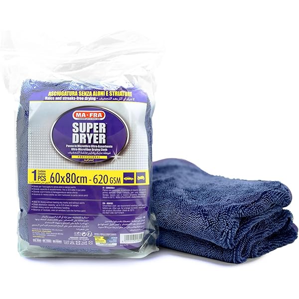 Detailers United Asciugamano In Microfibra 470g/m² 40x40 Cm Per Auto - Senza Pelucchi, Bordo Libero, Colore Blu Billy