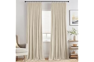 MIULEE Cortinas Terciopelo con Cinta Fruncida 2 Piezas 140x260 CM, Semiopacas Cortinas Dormitorio Beige, Suave y Bonita Cortinas Salon Habitacion, Grueso Cortina Terciopelo Termica Aislante