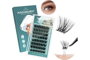 NAGARAKU kępki samoprzylepnych rzęs 48 sztuk bez kleju i usuwania potrzebne w jednym kroku wstępnie przyklejone samoprzylepne sztuczne rzęsy wielokrotnego użytku klaster głośności SA-DIY-002(0,07 mm C
