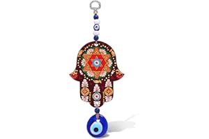 MYSTIC JEWELS - Hamsa della Mano di Fatima in Legno con Occhio Turco per buona Fortuna e energia in casa