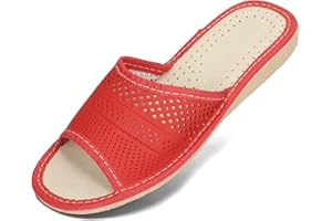 BeComfy Chaussons Femme Pantoufles Cuir Respirant Été Noir Beige Rouge Ouvert Confort Maison 35 36 37 38 39 40 41 EU