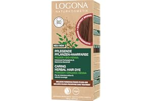 LOGONA Naturkosmetik Coloration végétale nourrissante, végétalienne, au henné bio pour une couleur intense et une brillance intenses, 100 g, marron