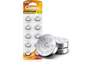 GutAlkaLi Lot de 10 Piles Bouton alcalines AG10 LR1130 1,5 V sans Mercure