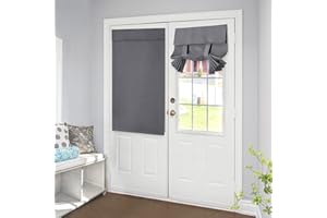 Homirty 1 Panel Blackout French Door Curtain for Privacy, Door Privacy Blinds, Front Doors Curtain, Blackout Doors Shade, Thermal Insulated Curtains with Tie Up Shade(Dark Grey, 26x40 Inch)