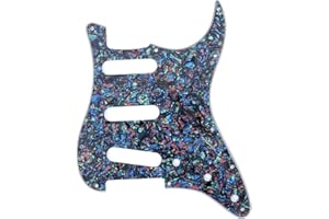 Musiclily 11 Hole SSS Strat Pickguard Scratch Plate for Fender USA/Mexican Standard Stratocaster Modern Style Electric Guitar, 4Ply Abalone Shell