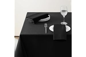 Softalker Tovaglia Nera 12-18 Posti 320 x 140 cm,antimacchia,grande,impermeabile,struttura in lino,rettangolare,tovaglie elegante moderno decorazione per esterni,giardino,feste,compleanni,Capodanno