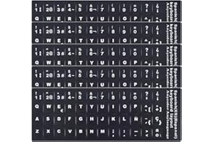 NIANOPKM Tastaturaufkleber - 5 Stück Tastaturaufkleber, Spanisch Aufkleber mit Weißen Buchstaben, Geeignet für Jede Standard-Tastatur und Laptop-Tastatur