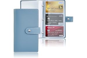 Czzmy Porta biglietti da visita, capacità 96 carte,in pelle ecologica(1-Blu)