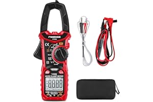 FNNEMGE HT206D Stromzange，Strommessgerät DC/AC Strom: 0-600A，Multimeter True-RMS 6000 Counts Auto-Ranging，misst Spannung Kapazität Durchgang (AC/DC-Strom)