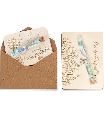 Carte De Souhaits En Bois Avec Tube à Essai – Cadeau Original Pour Argent, Message, Anniversaire, Mariage